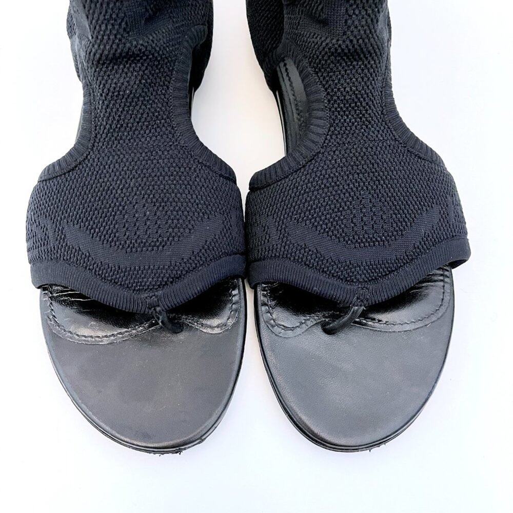 Prada Knitted Black Stretch Sock Flat Sandals Cutouts - Picture 7 of 13